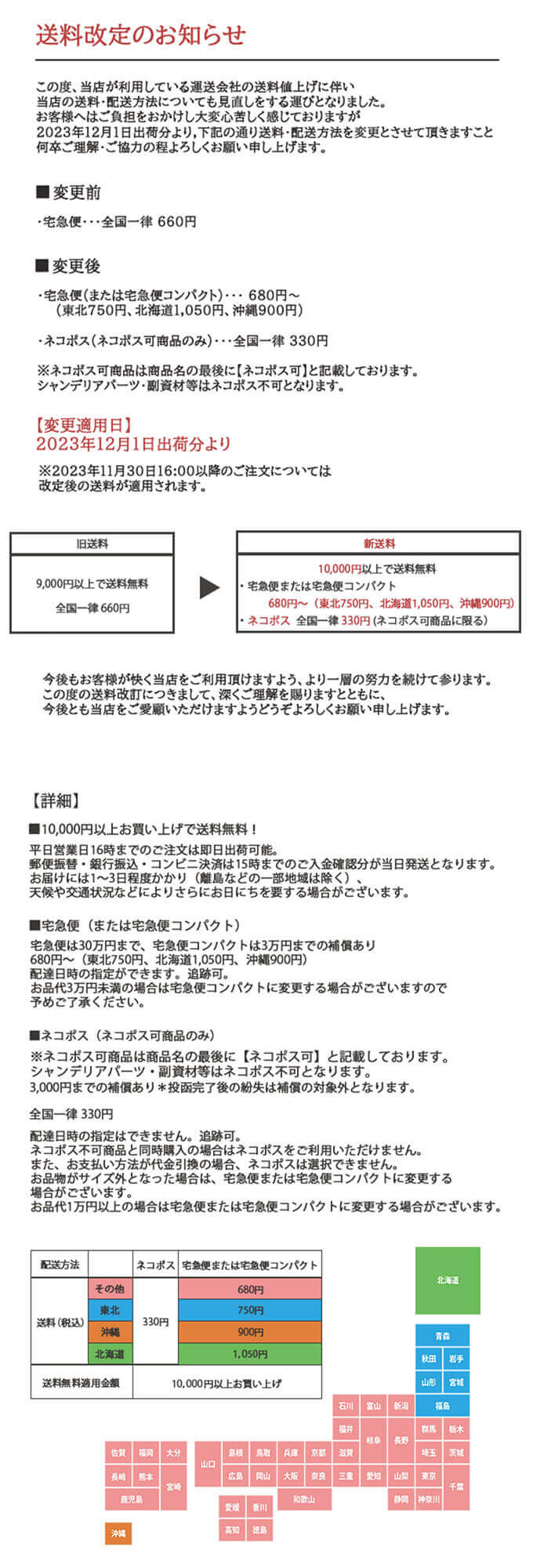 送料改定